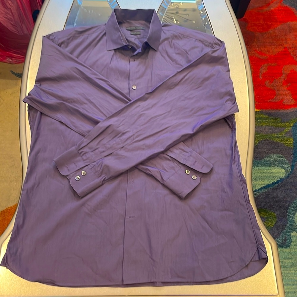 John Varvatos Solid Purple Button Down Long Sleev… - image 1